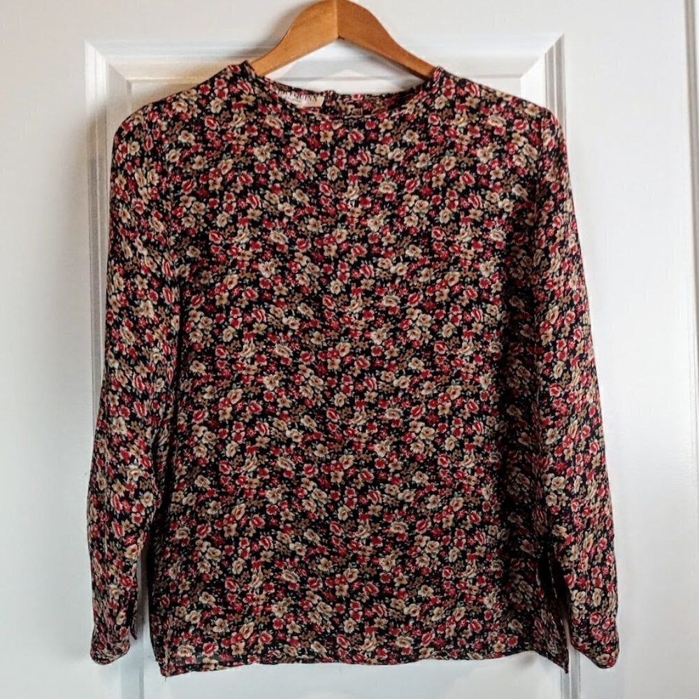 Vintage Avery Quinn Studio Sheer Floral Silk Top